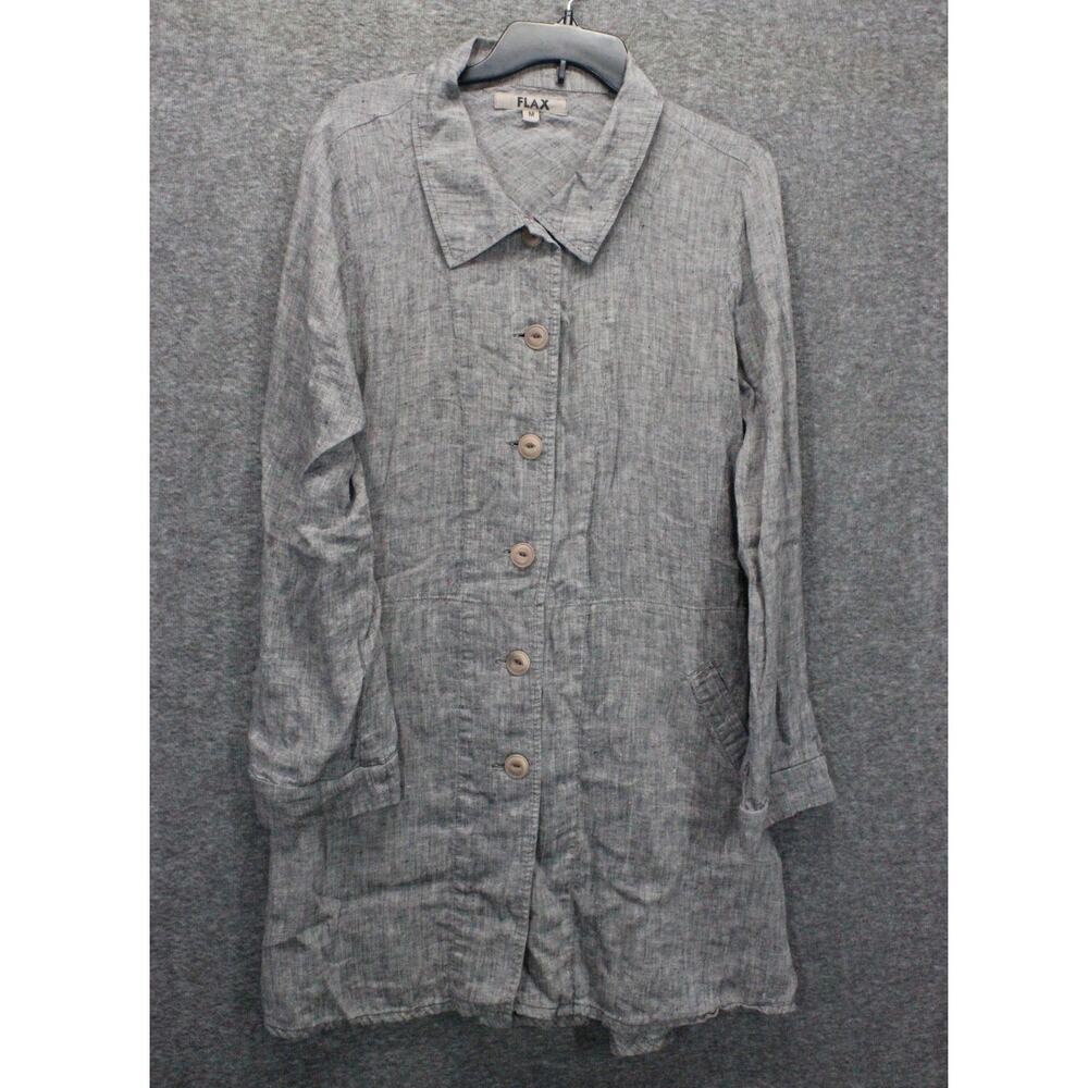 Flax Linen Button Top Gray Size Medium Lagenlook … - image 1